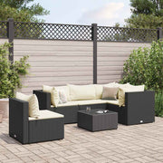 Loungeset 6-delig poly rattan zwart