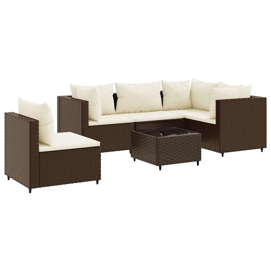 6-Delige Loungeset Met Kussens Poly Rattan 1