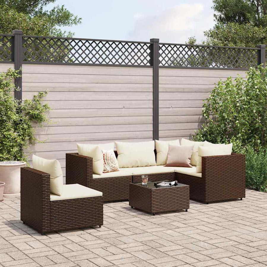 6-Delige Loungeset Met Kussens Poly Rattan 1