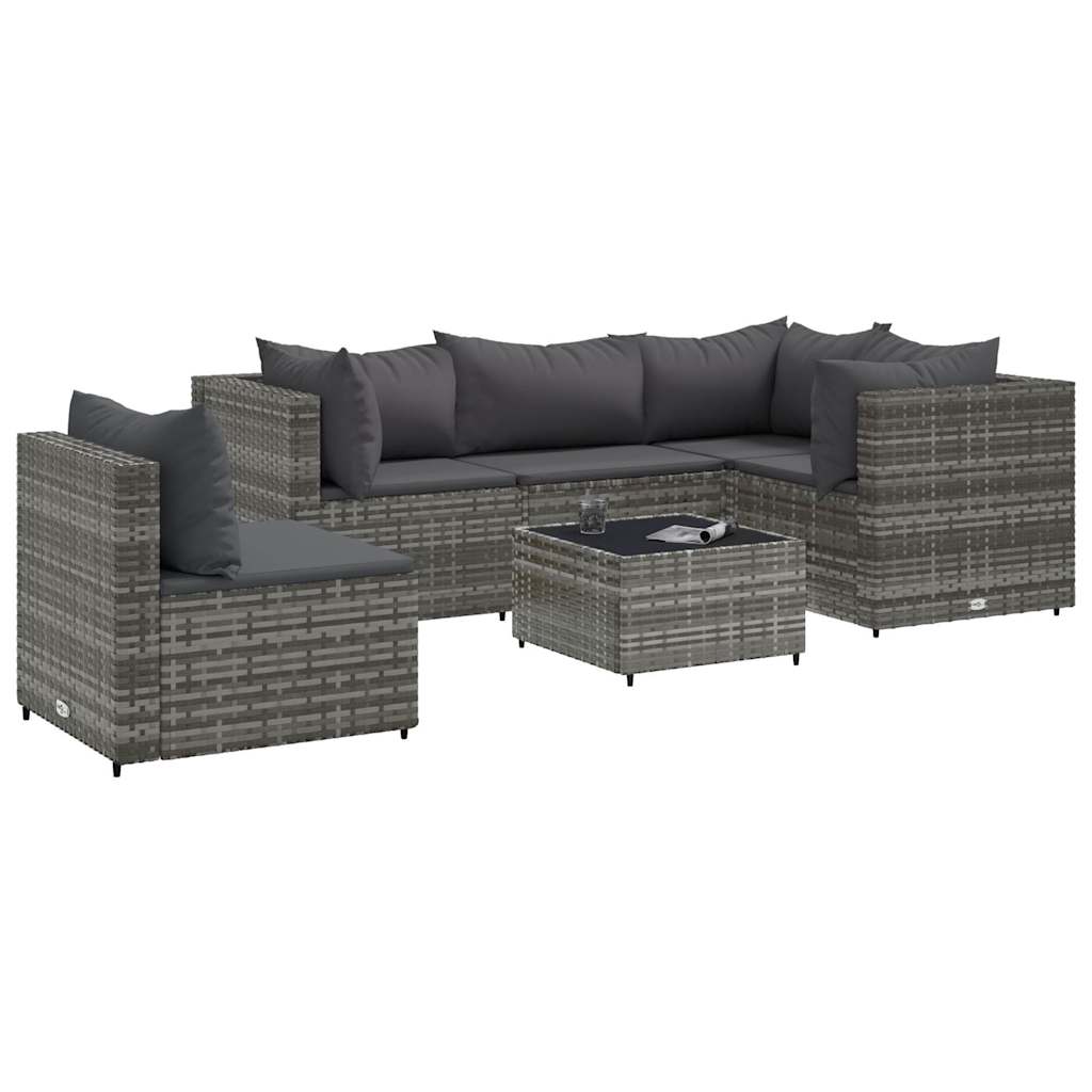 6-Delige Loungeset Met Kussens Poly Rattan 1
