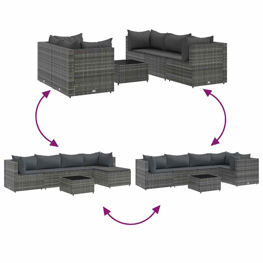 6-Delige Loungeset Met Kussens Poly Rattan 1