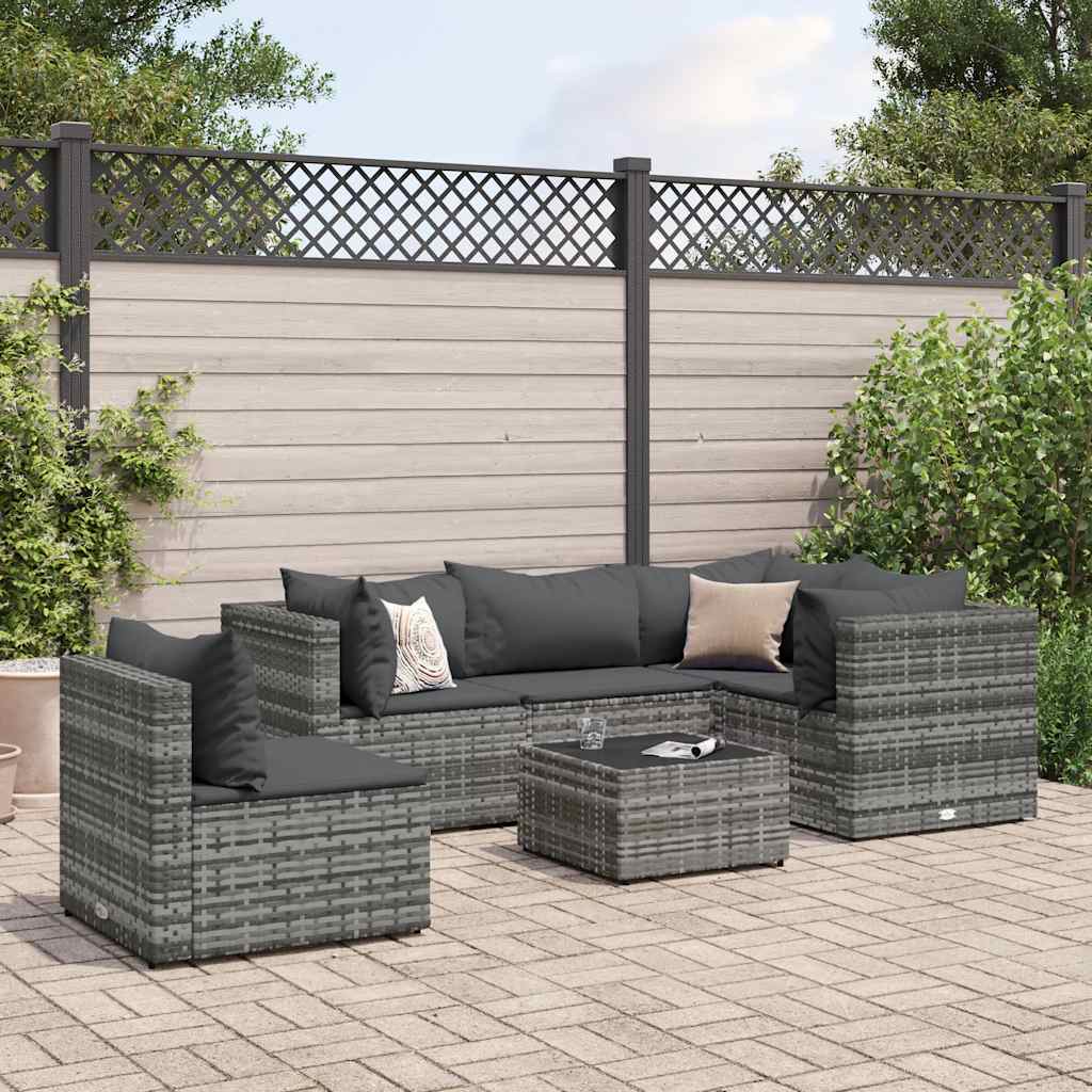 6-Delige Loungeset Met Kussens Poly Rattan 1
