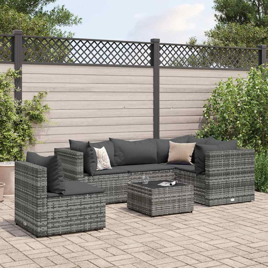 6-Delige Loungeset Met Kussens Poly Rattan 1