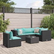 Loungeset 6-delig poly rattan zwart