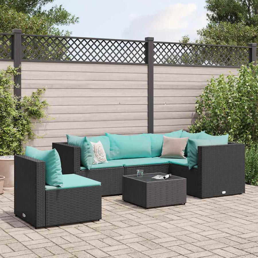 6-Delige Loungeset Met Kussens Poly Rattan 1