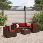 6-piece Lounge Set with Cushions Poly Rattan Brown