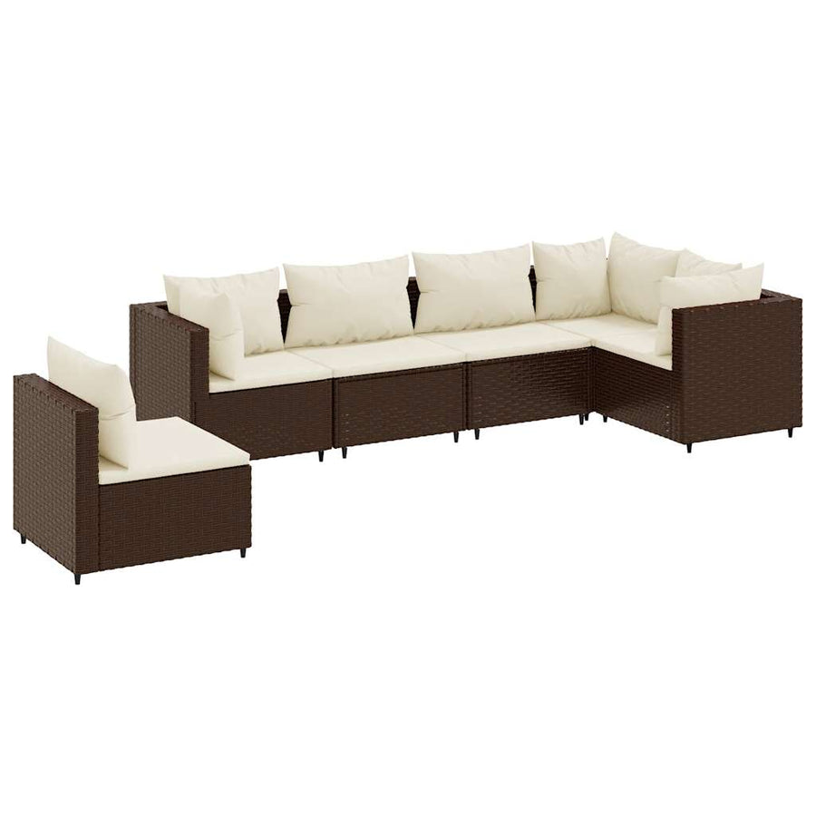 6-Delige Loungeset Met Kussens Poly Rattan 1