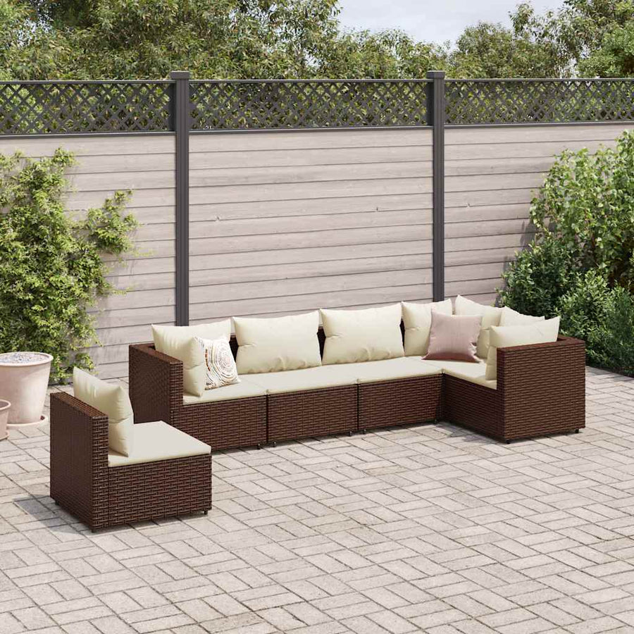 6-Delige Loungeset Met Kussens Poly Rattan 1