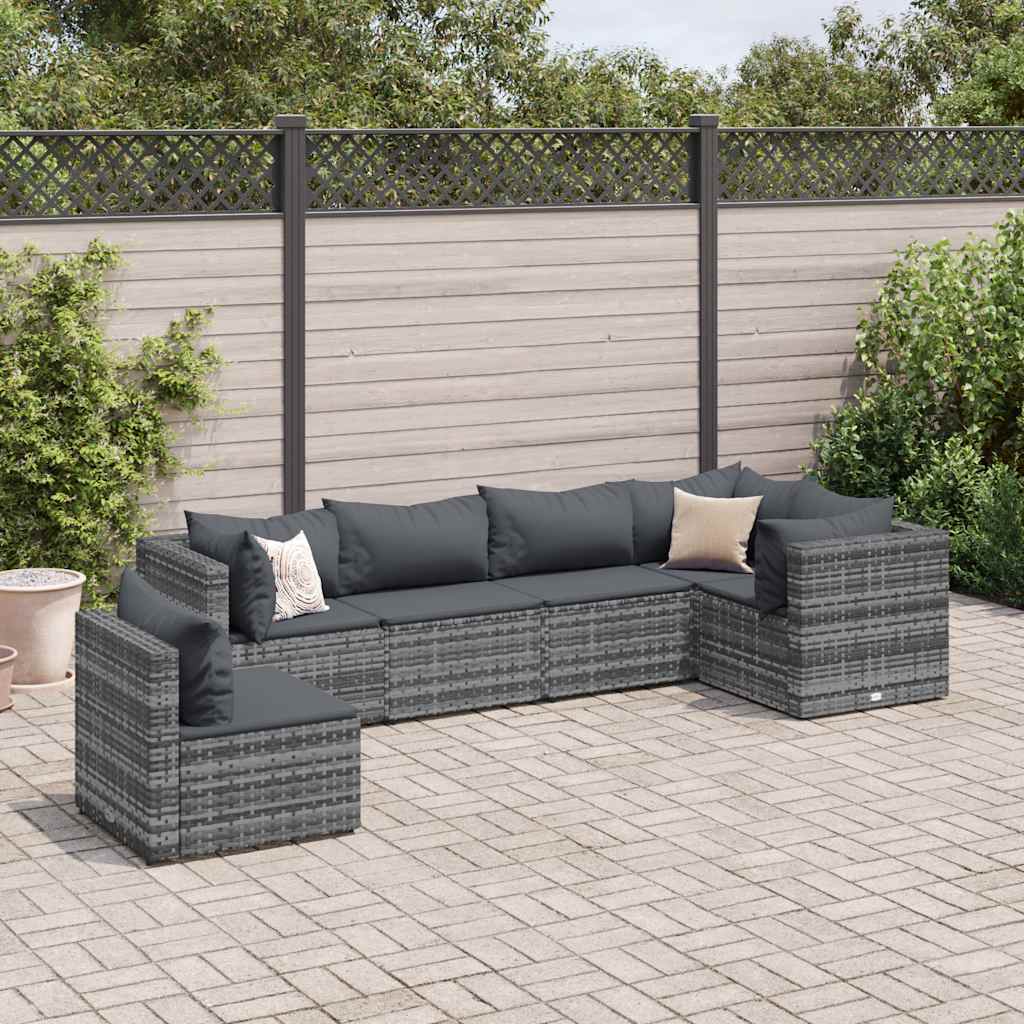 6-Delige Loungeset Met Kussens Poly Rattan 1