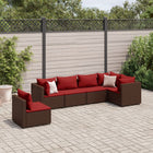 6-piece Lounge Set with Cushions Poly Rattan Brown