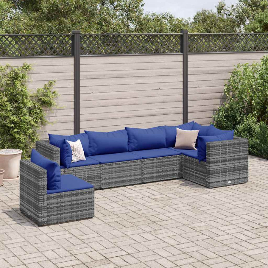 6-Delige Loungeset Met Kussens Poly Rattan 1