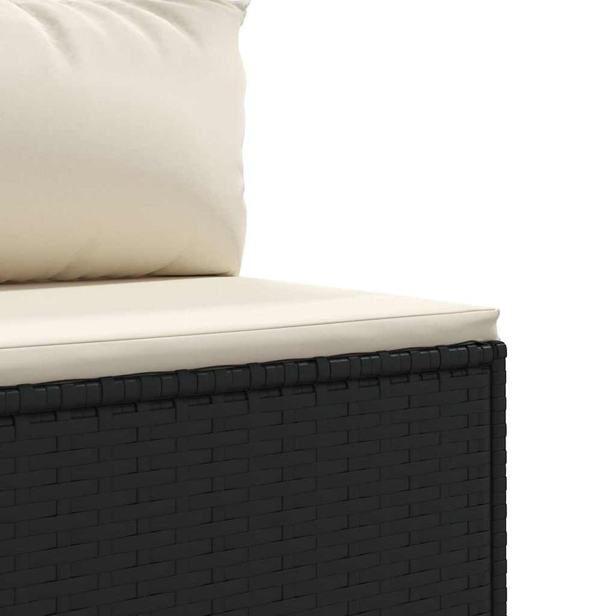 7-Delige Loungeset Met Kussens Poly Rattan 1 Zwart en crème