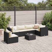 Loungeset 7-delig poly rattan zwart