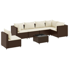 7-delige Loungeset met kussens poly rattan bruin