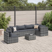 Loungeset 7-delig poly rattan grijs