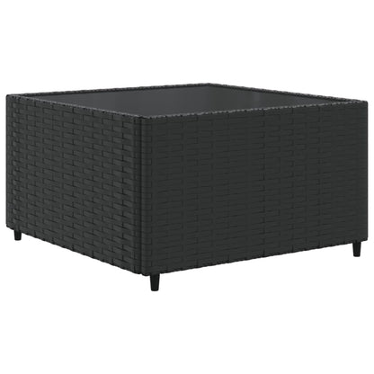 7-delige Loungeset met kussens poly rattan zwart