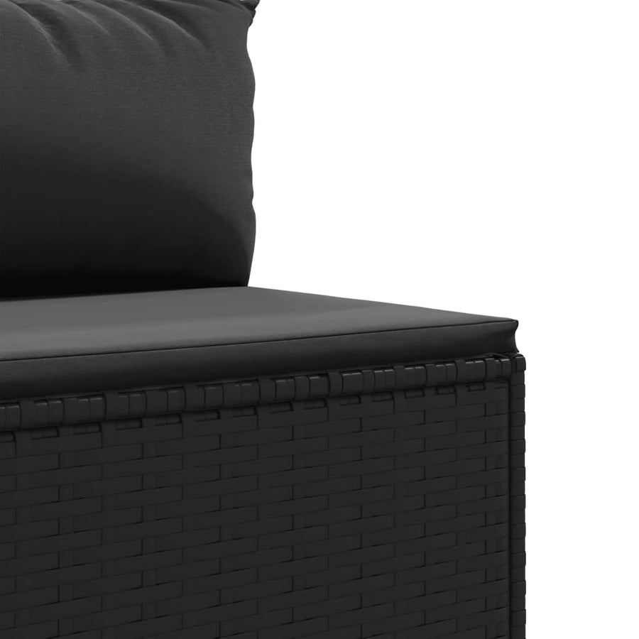 7-delige Loungeset met kussens poly rattan zwart