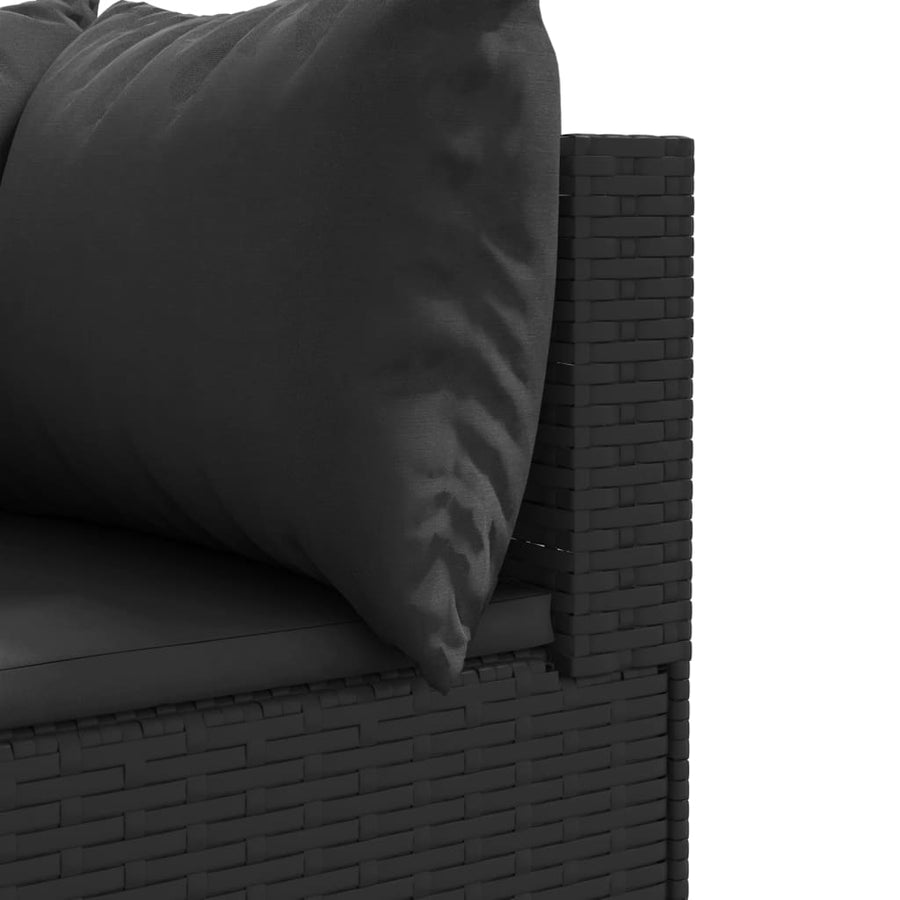 7-delige Loungeset met kussens poly rattan zwart