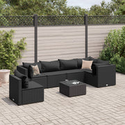 Loungeset 7-delig poly rattan zwart