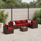 7-Piece Poly Rattan Lounge Set with Cushions Brown