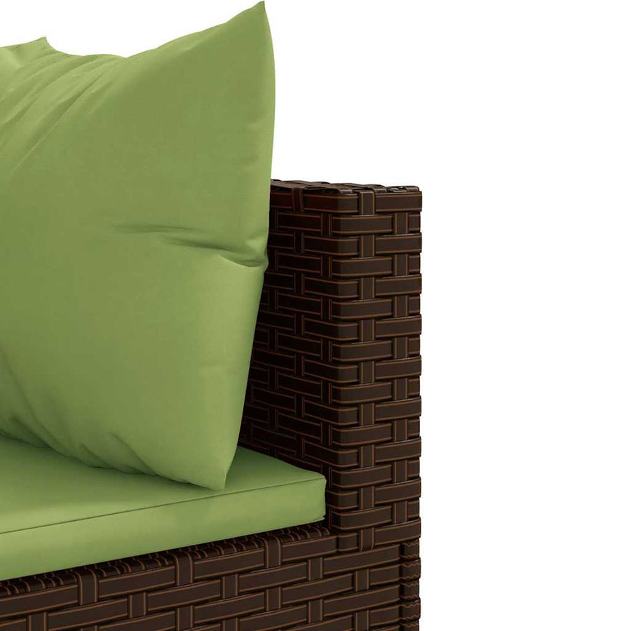 7-delige Loungeset met kussens poly rattan bruin