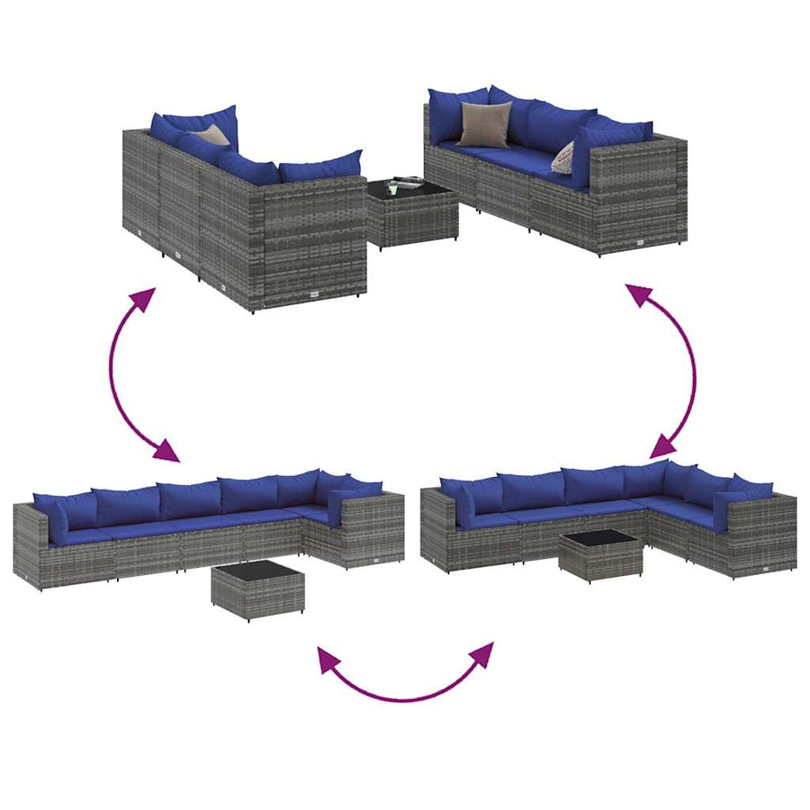 7-Delige Loungeset Met Kussens Poly Rattan 1