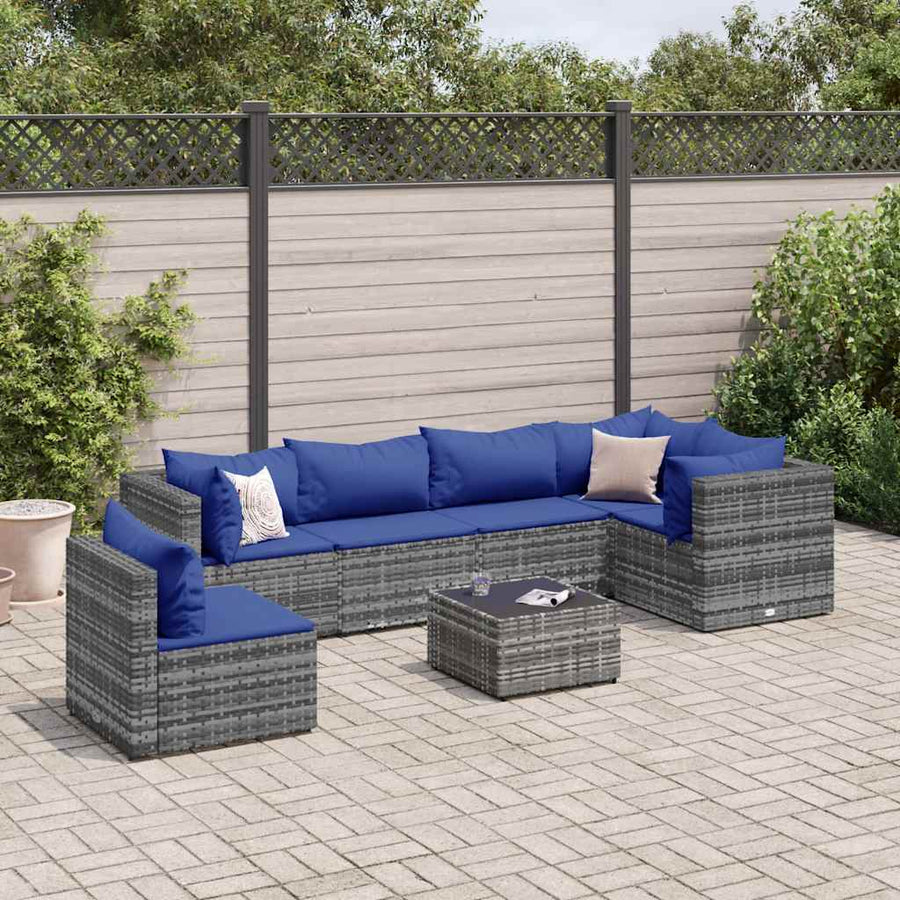 7-Delige Loungeset Met Kussens Poly Rattan 1
