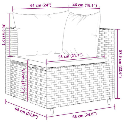 Loungeset Met Kussens Poly Rattan 7 Zwart en crème