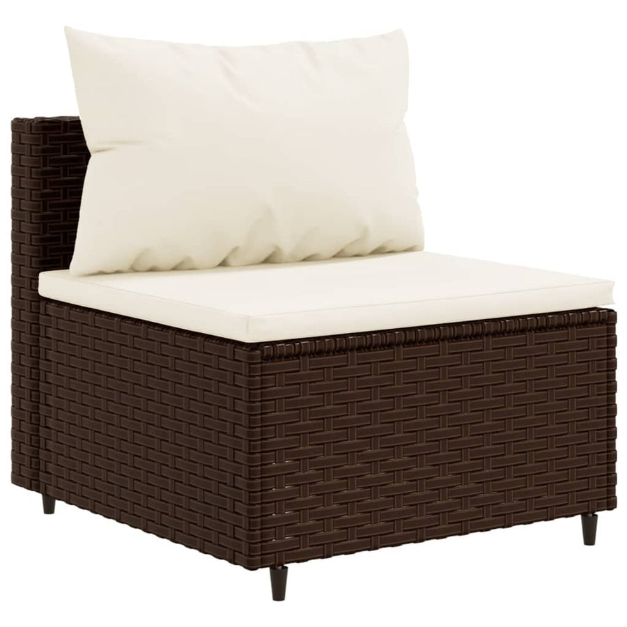 7-delige Loungeset met kussens poly rattan bruin