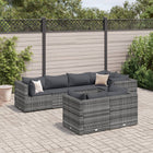 7-delige Loungeset met kussens poly rattan grijs