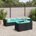 7-piece lounge set with cushions poly rattan black