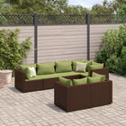 7-delige Loungeset met kussens poly rattan bruin