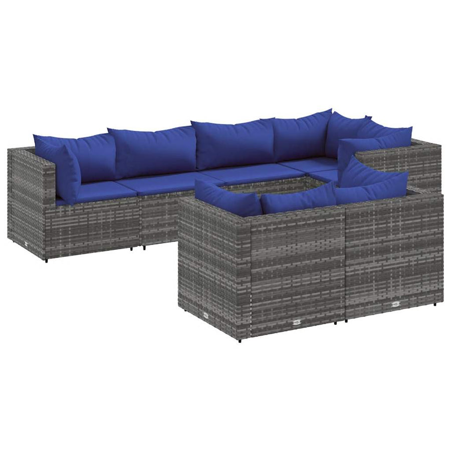 Loungeset Met Kussens Poly Rattan 7