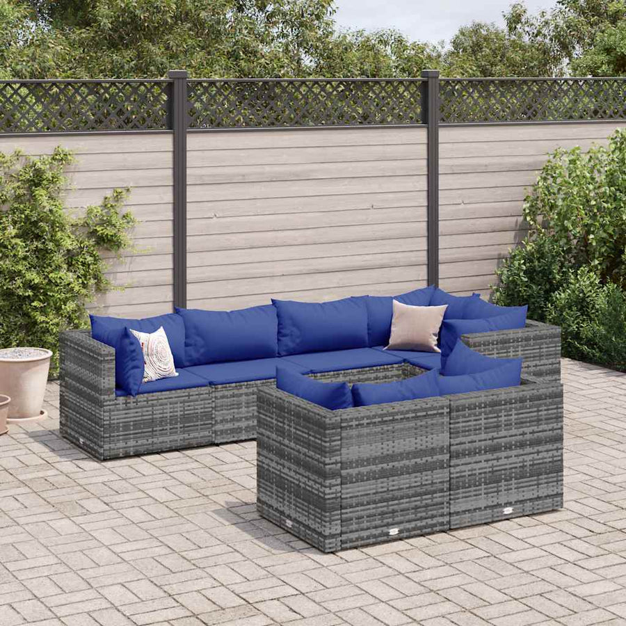 Loungeset Met Kussens Poly Rattan 7