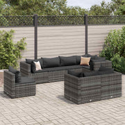 Loungeset 8-delig poly rattan grijs
