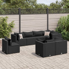 8-delige Loungeset met kussens poly rattan zwart