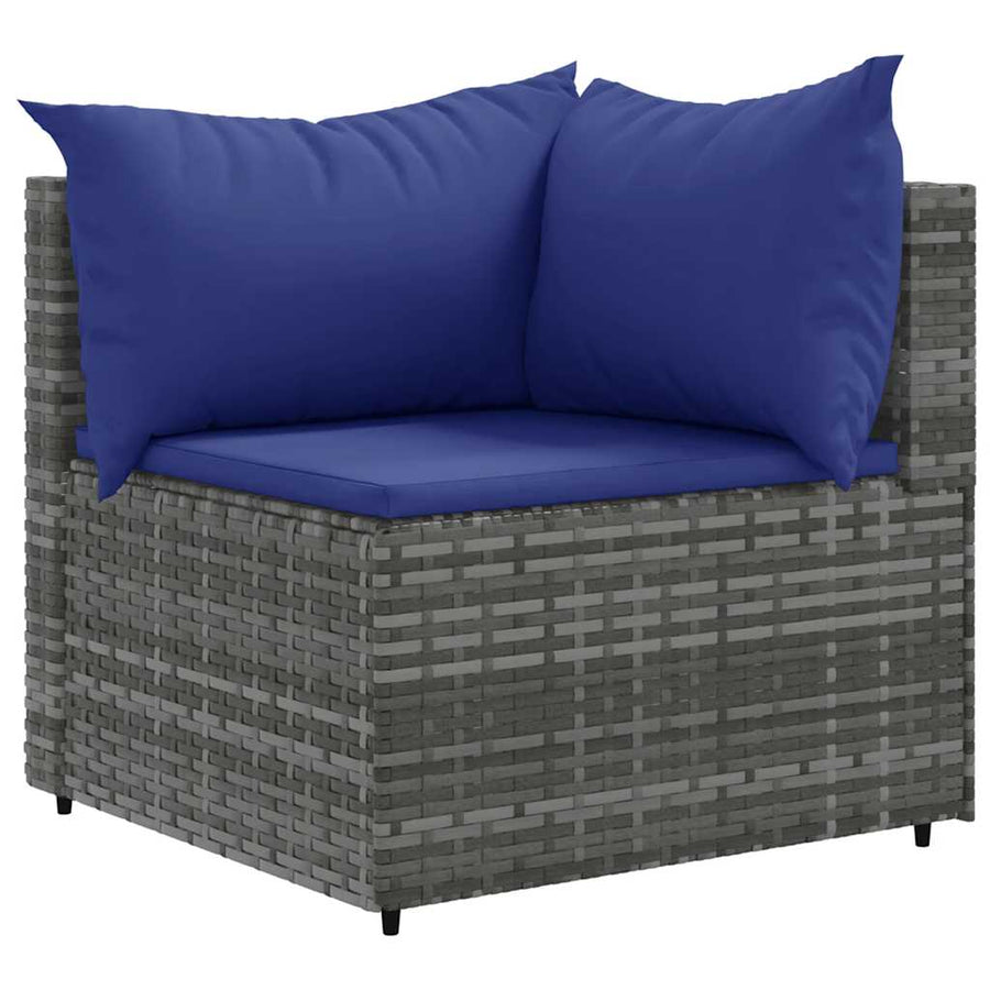 8-delige Loungeset met kussens poly rattan grijs
