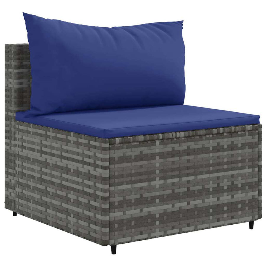8-delige Loungeset met kussens poly rattan grijs