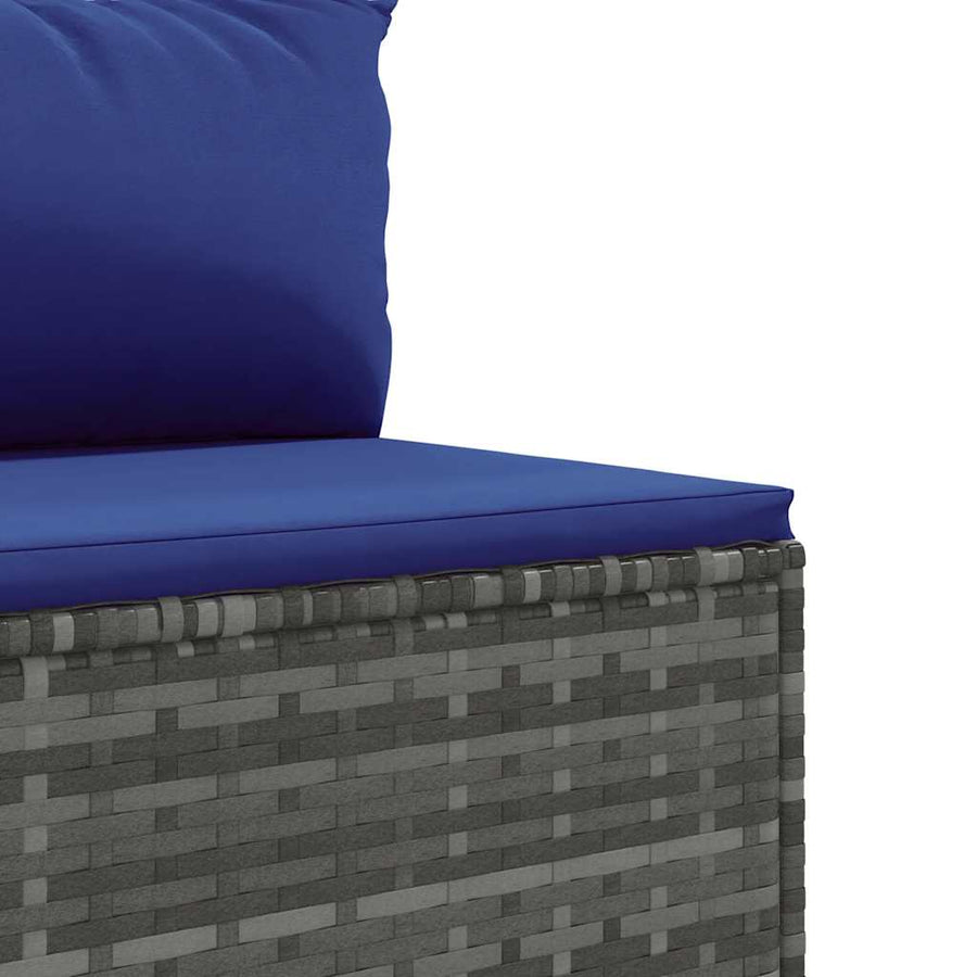8-delige Loungeset met kussens poly rattan grijs