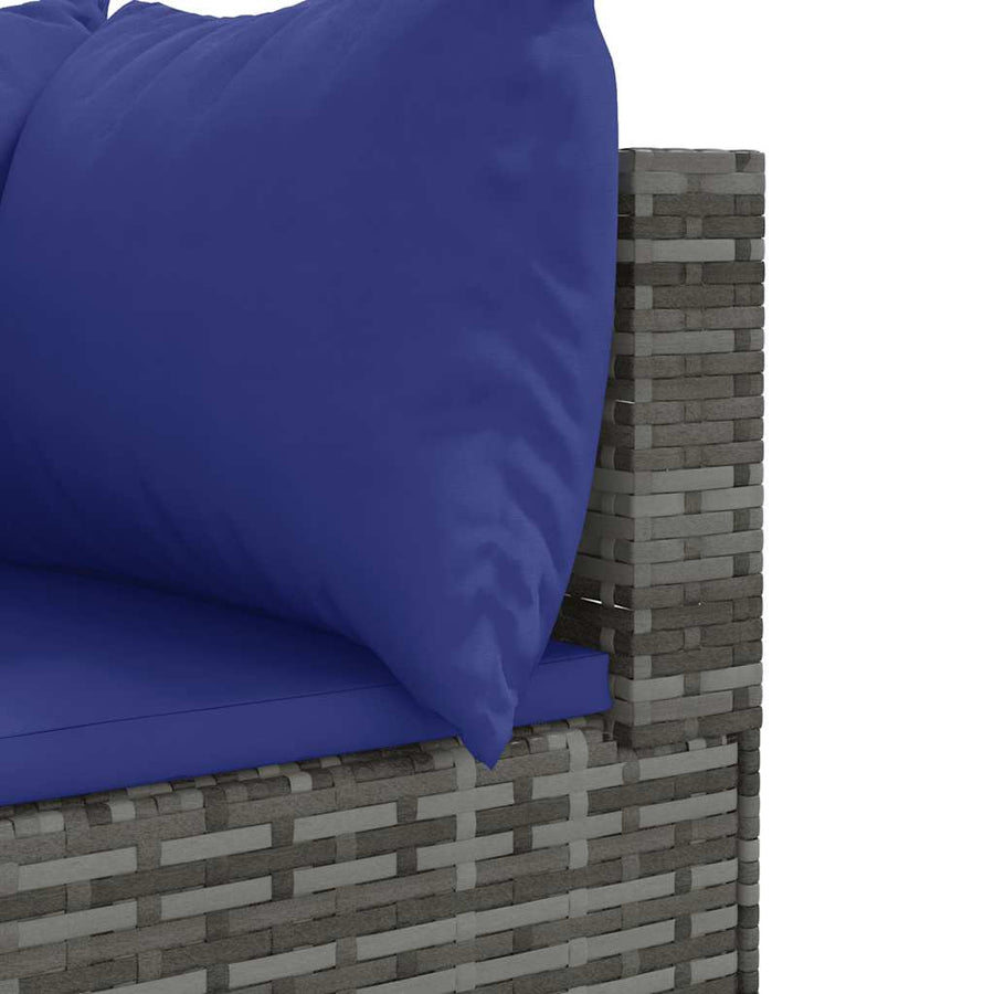 8-delige Loungeset met kussens poly rattan grijs