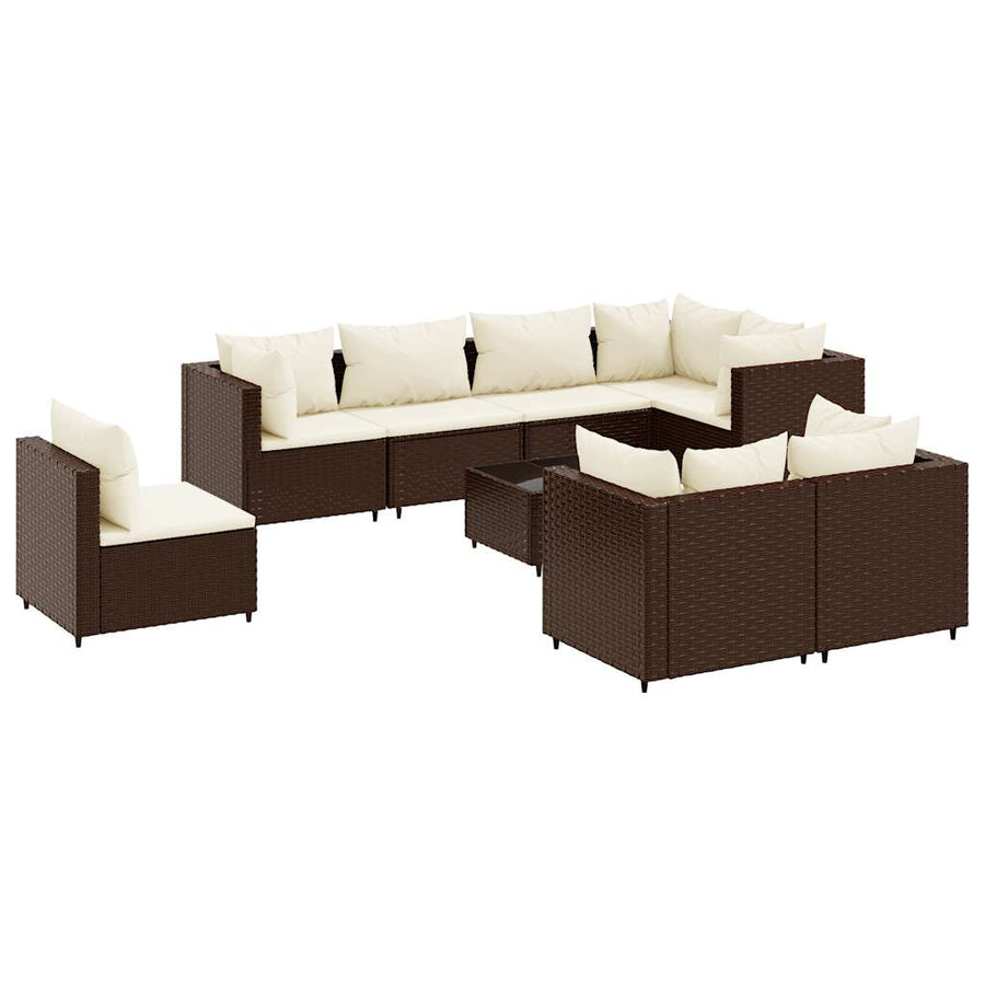 9-Delige Loungeset Met Kussens Poly Rattan 8
