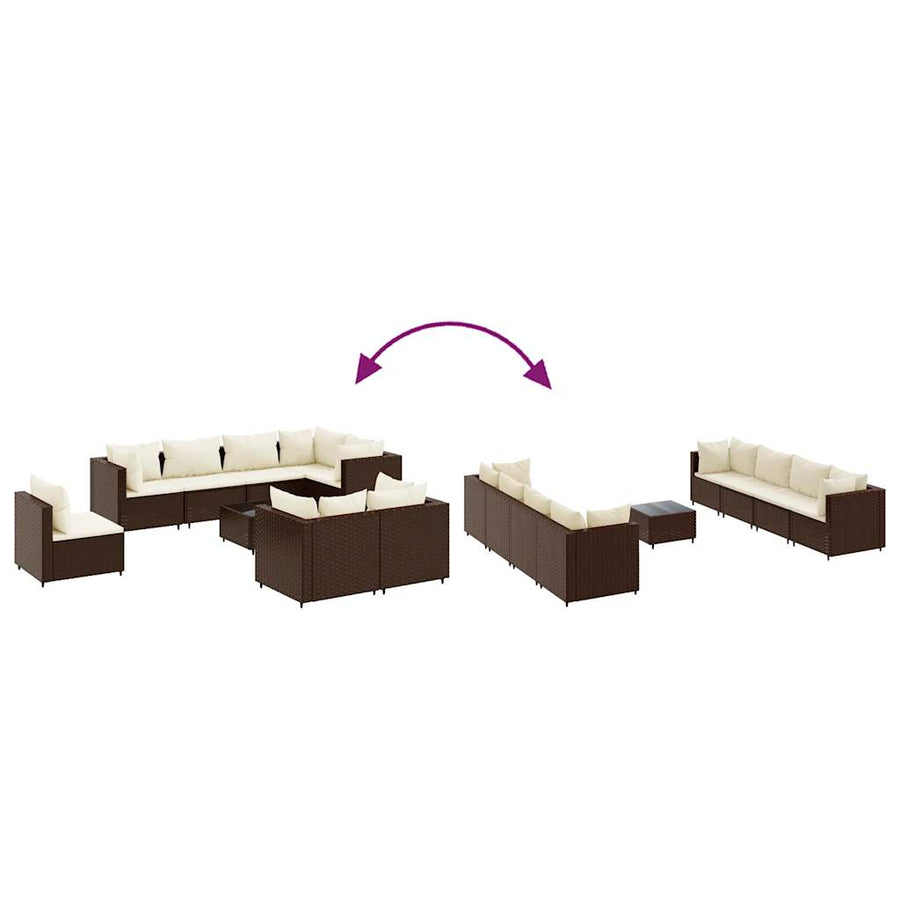 9-Delige Loungeset Met Kussens Poly Rattan 8