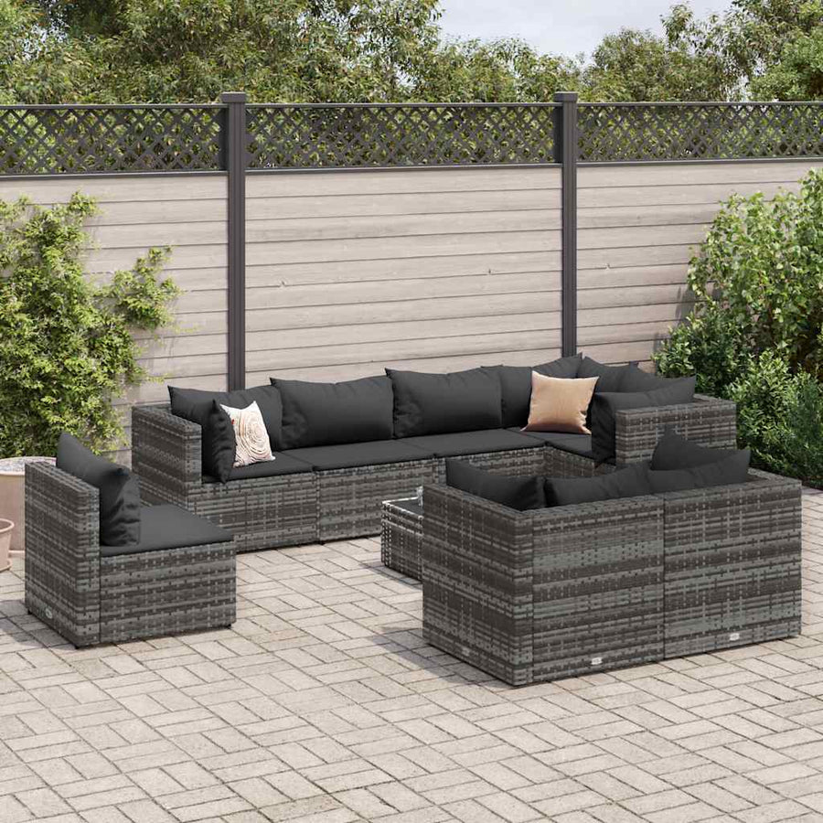 9-Delige Loungeset Met Kussens Poly Rattan 1