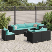 Loungeset 9-delig poly rattan zwart