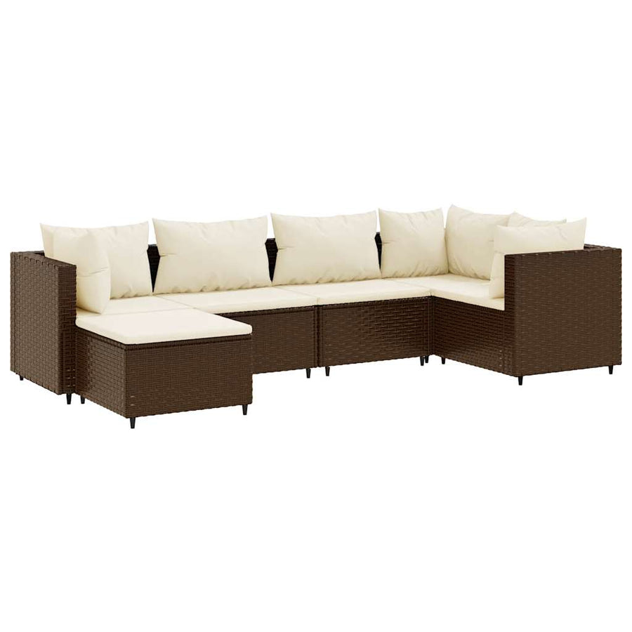 6-Delige Loungeset Met Kussens Poly Rattan 1