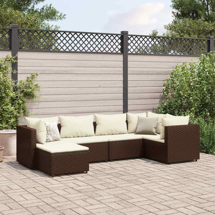 6-Delige Loungeset Met Kussens Poly Rattan 1