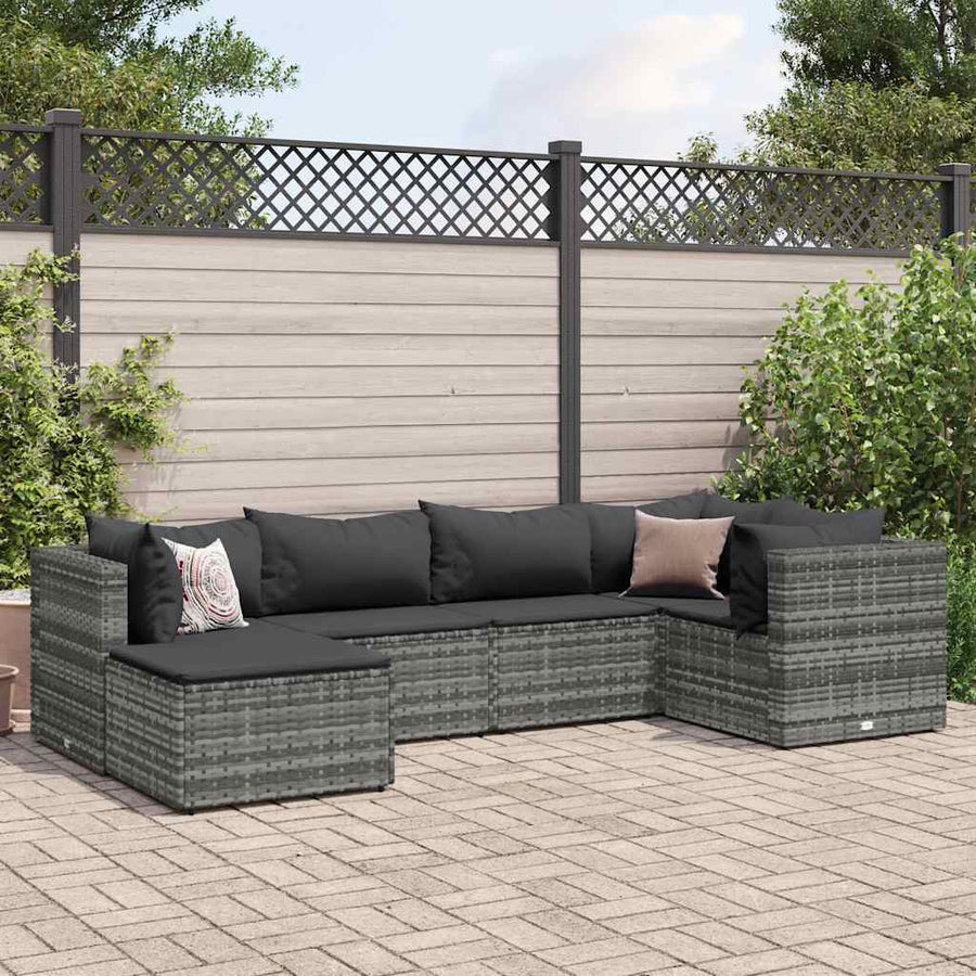 6-Delige Loungeset Met Kussens Poly Rattan 1