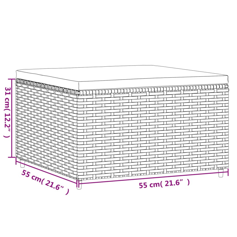 6-delige Loungeset met kussens poly rattan bruin