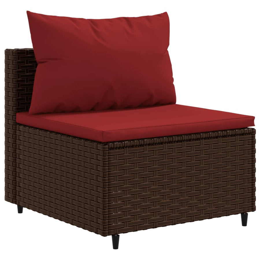 6-delige Loungeset met kussens poly rattan bruin