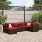 6-piece Lounge Set with Cushions Poly Rattan Brown